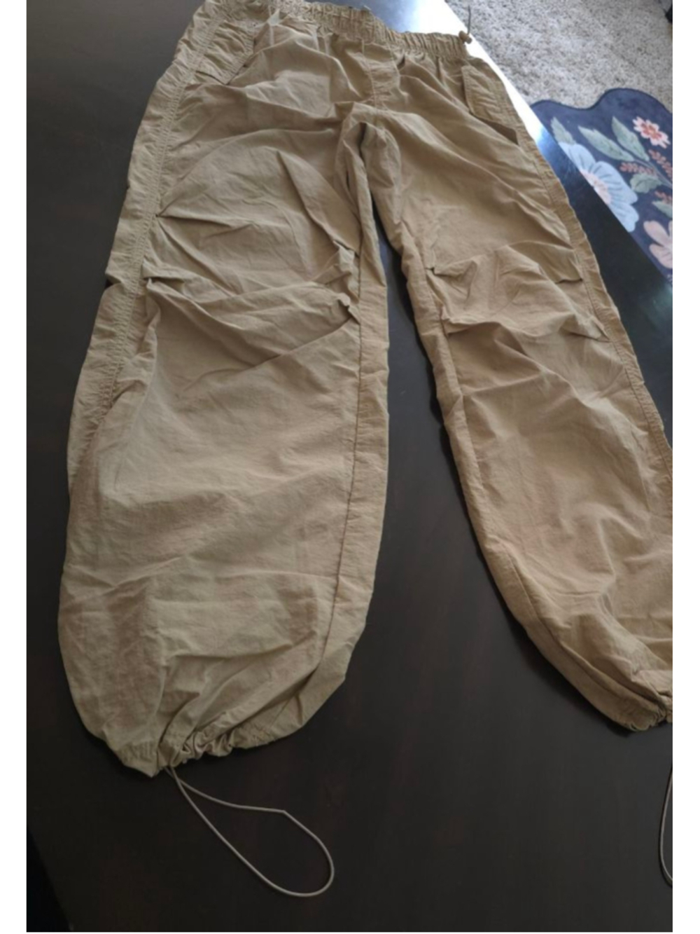 Women's LOVE TREE Gorpcore Cabincore Beige Baggy Adjustable Track Pants M